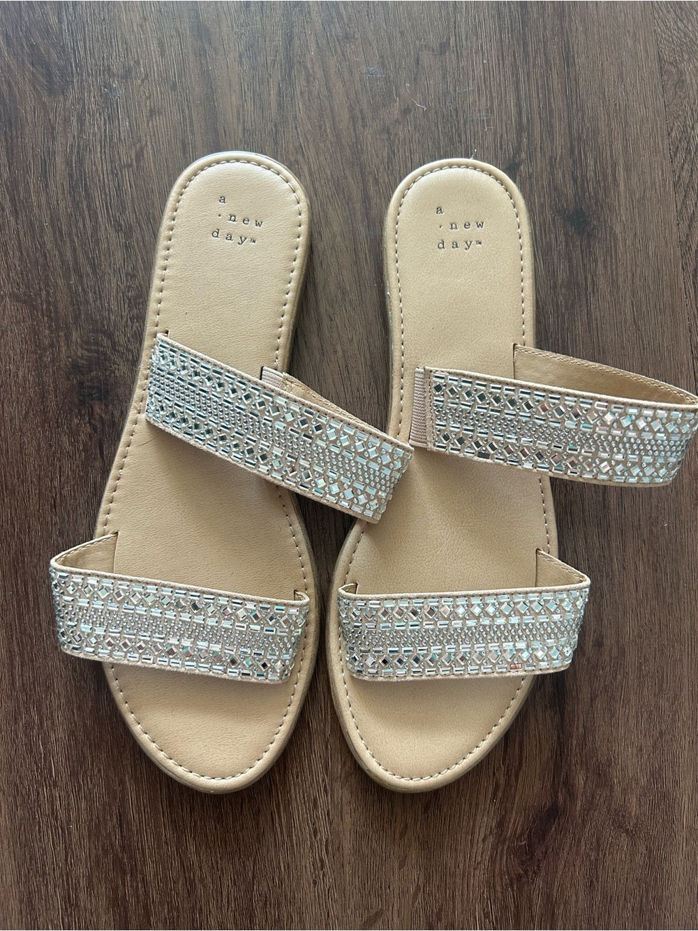 A New Day Women's Embellished Slide Sandals size 9